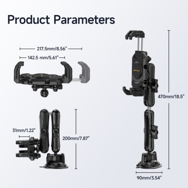 Ulefone UAN02 Armor Mount Max Auto Telefoon Tablet Houder, Car Phone Tablet Holder - Afbeelding 14