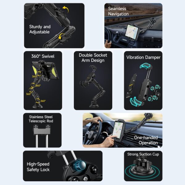 Ulefone UAN02 Armor Mount Max Auto Telefoon Tablet Houder, Car Phone Tablet Holder - Afbeelding 3