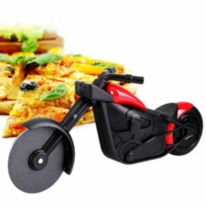 Roestvrijstalen motorfiets vorm pizzasnijder Roller snijden pizzagereedschap