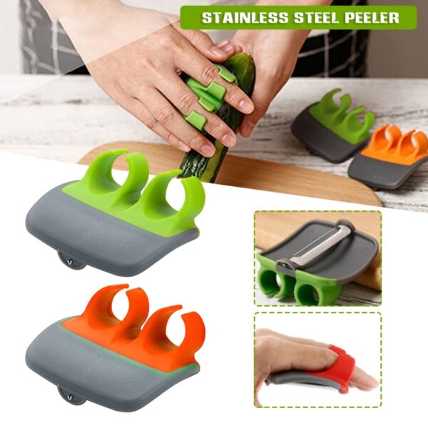 2 stks Palm Hand Dunschiller Voor Aardappel, Fruit, Keuken Dunschiller, 2pcs Green, 2pcs Orange - Afbeelding 2