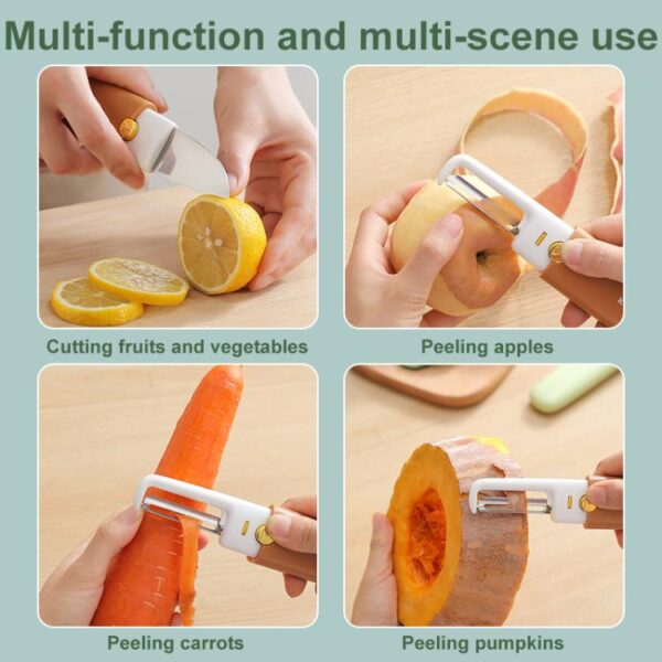 2-in-1 huishoudelijke, multifunctionele, draagbare fruitschiller met dubbele kop - Afbeelding 5