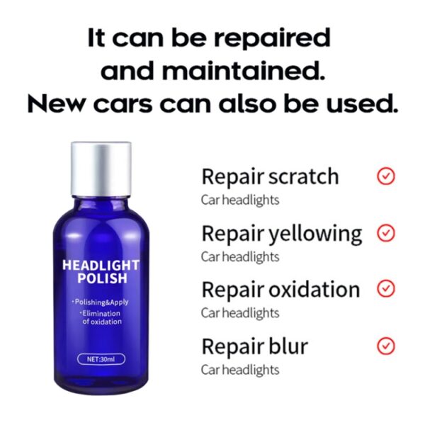 Autokoplamp Kras Vergeling Reparatie Vloeistof Set, Inhoud: 30ml - Afbeelding 3