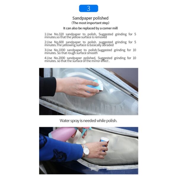 Autokoplamp Kras Vergeling Reparatie Vloeistof Set, Inhoud: 30ml - Afbeelding 8