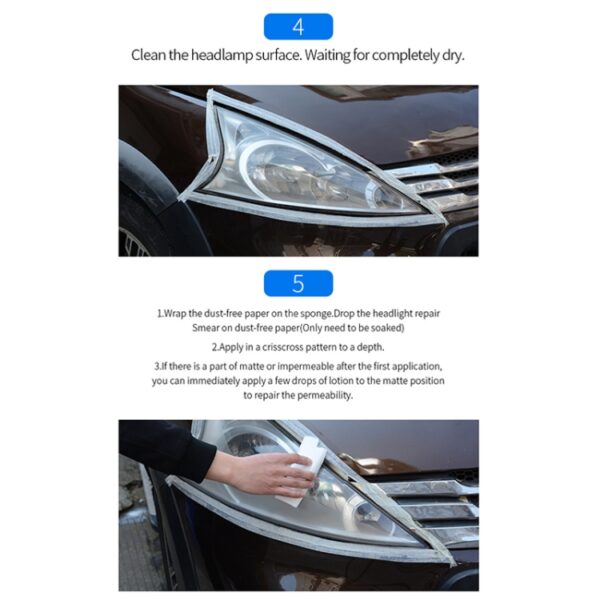 Autokoplamp Kras Vergeling Reparatie Vloeistof Set, Inhoud: 30ml - Afbeelding 9