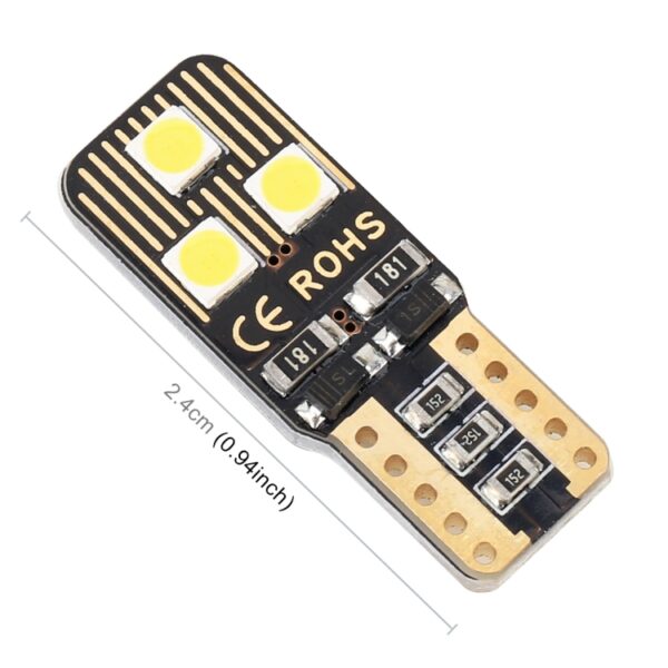 2 STKS T10 / W5W / 168 / 194 DC12V / 1.6W / 6000K / 110LM 6LEDs SMD-3030 Auto-klaringslicht, met decoder, 6LEDs SMD-3030, with Decoder - Afbeelding 3