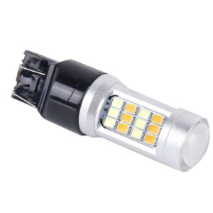 2 STUKS T20 / 7443-42LED 20W 21 * 2835W + 21 * 2835Y Wit + Geel Licht Richtingaanwijzer met Len. Gelijkstroom 12-24V