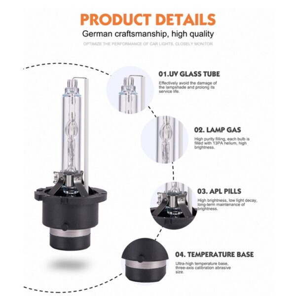 2 stuks D2R 35W 3800 LM 4300K HID-lampen Xenon-verlichting Lampen, DC 12V, D2R - Afbeelding 6