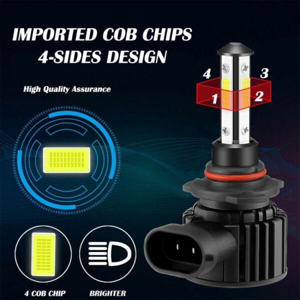 F8 9005 2 STUKS 22 W 3000LM 6000 K Vier Side DOB LED Koplamp Mistlampen Grootlicht Conversie Kit DC 9-32 V - Afbeelding 14