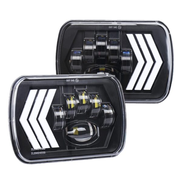 2 STKS 5X7 inch Auto Gemodificeerde Rode Achtergrond LED Vierkante Koplamp voor Jeep Wrangler - Afbeelding 2