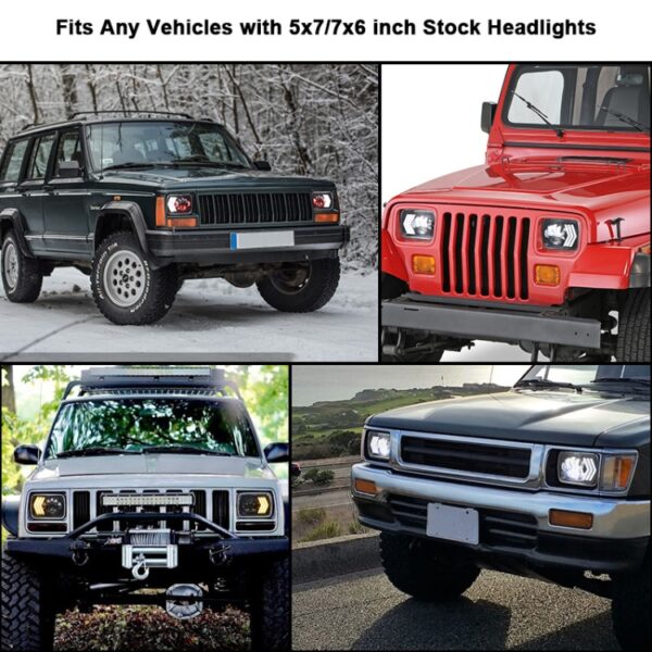 2 STKS 5X7 inch Auto Gemodificeerde Rode Achtergrond LED Vierkante Koplamp voor Jeep Wrangler - Afbeelding 10