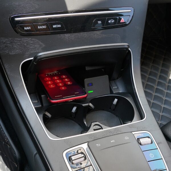 Auto Qi Standaard draadloze oplader 10W Snel opladen voor 2015-2020 Mercedes-Benz C-klasse / GLC, links rijden - Afbeelding 11
