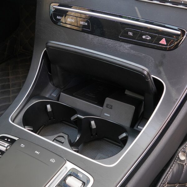 Auto Qi Standaard draadloze oplader 10W Snel opladen voor 2015-2020 Mercedes-Benz C-klasse / GLC, links rijden - Afbeelding 10