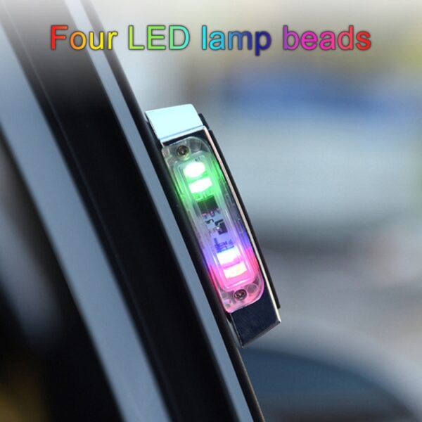 2 STUKS Auto LED-deurwaarschuwingslichten Anti-collision Deuropeningslamp Knipperlichten, Door Warning Lights (Black), Door Warning Lights (Silver) - Afbeelding 4