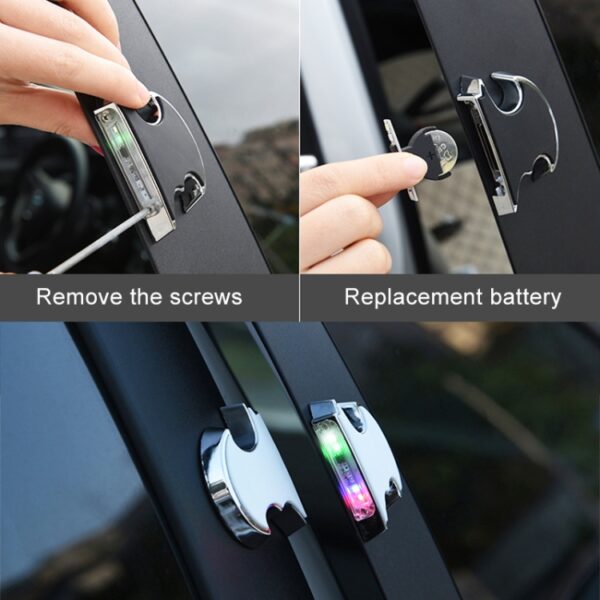 2 STUKS Auto LED-deurwaarschuwingslichten Anti-collision Deuropeningslamp Knipperlichten, Door Warning Lights (Black), Door Warning Lights (Silver) - Afbeelding 9