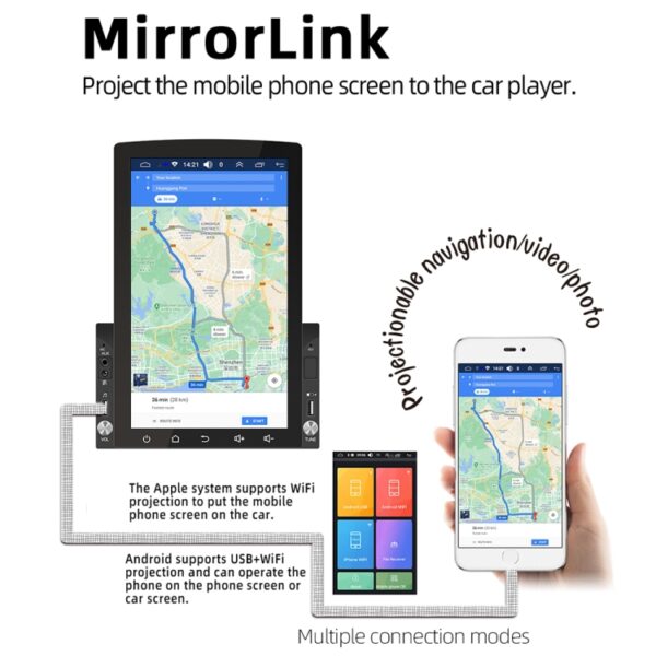 D110 Auto Android-navigatiemachine Ondersteuning Mobiele telefoonverbinding / Stuurbediening - Afbeelding 12
