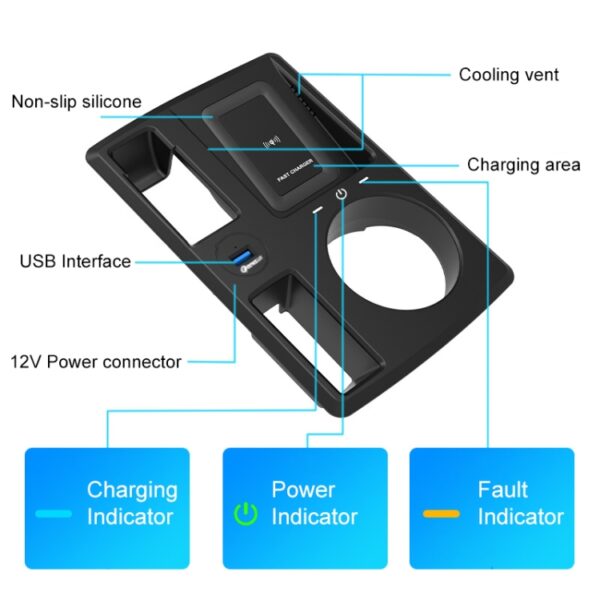 HFC-1054 CAR QI Standaard Wireless Charger 15W / 10W Snel opladen voor Audi Q3 2019-2022, Links rijden - Afbeelding 2