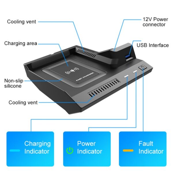 HFC-1021 CAR QI Standaard Wireless Charger 10W Snel opladen voor Mercedes-Benz C Klasse 2015-2021, links en rechts rijden - Afbeelding 2