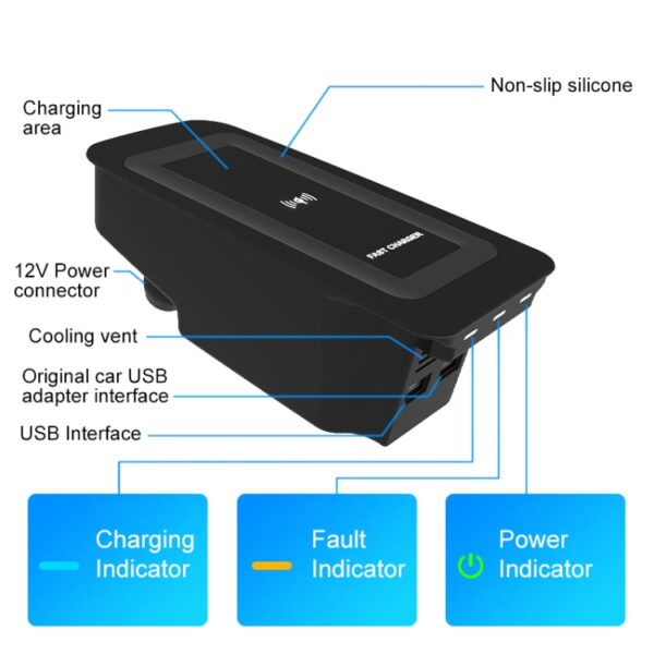HFC-1010 CAR QI Standaard Wireless Charger 10W Snel opladen voor Volvo S60 2020-2022, links en rechts rijden - Afbeelding 2