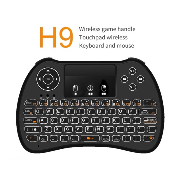 H9 2,4 GHz Mini Wireless Air Mouse QWERTY-toetsenbord met witte achtergrondverlichting en touchpad voor pc, tv, with White Backlight - Afbeelding 3