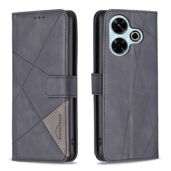 Magnetische gesp Rhombus textuur lederen telefoonhoes, For Xiaomi Poco M6 4G / Redmi 13 4G, For Xiaomi Redmi Note 13 Pro 4G Global, For Xiaomi Poco M6 Pro 4G, For Xiaomi Redmi A3, For Xiaomi Redmi Note 13 4G Global, For Xiaomi Redmi K70E...