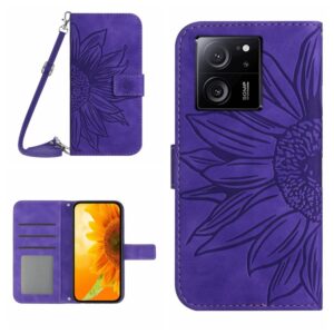 Skin Feel Sun Flower reliëf flip lederen telefoonhoes met lanyard, For Xiaomi 13T / 13T Pro, For Xiaomi Redmi 12 4G Global, For Xiaomi Poco F5, For Xiaomi Poco F5 Pro, For Xiaomi Redmi Note 12S