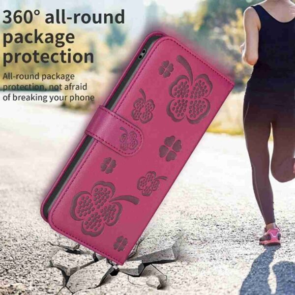 Leren telefoonhoesje met vier bladen in reliëf, For Xiaomi Poco C55 / Redmi 12C, For Xiaomi Redmi Note 12 Pro+ 5G Global, For Xiaomi Redmi Note 12 Pro 5G Global, For Xiaomi Redmi Note 12 5G Global, For Xiaomi 13 Lite 5G, For Xiaomi Redmi K60 / K60 Pro... - Afbeelding 6
