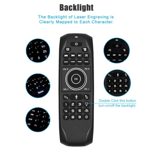 G7V Pro 2.4GHz Fly Air Mouse LED Backlight Wireless Keyboard Afstandsbediening met gyroscoop voor Android TV Box / PC, ondersteuning Intelligent Voice - Afbeelding 7