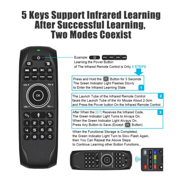 G7V Pro 2.4GHz Fly Air Mouse LED Backlight Wireless Keyboard Afstandsbediening met gyroscoop voor Android TV Box / PC, ondersteuning Intelligent Voice - Afbeelding 8