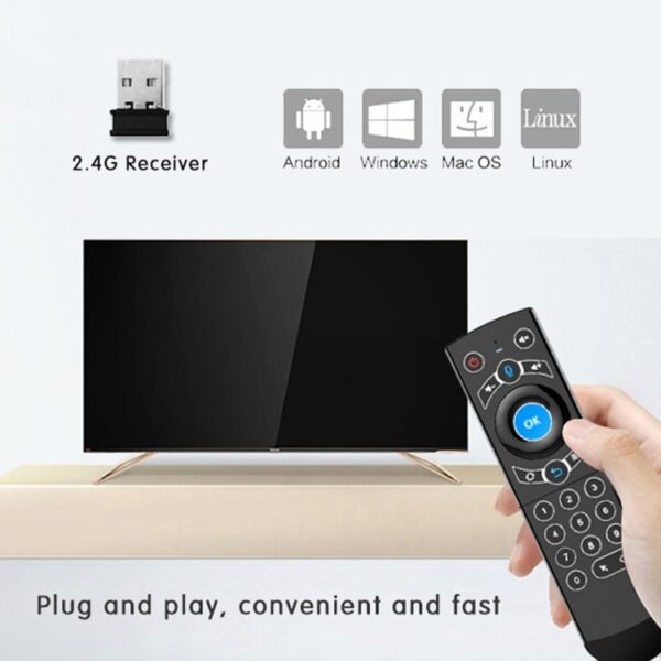 G21 2,4 GHz Fly Air Mouse LED-achtergrondverlichting Draadloos toetsenbord Afstandsbediening met gyroscoop voor Android TV Box / PC, ondersteuning voor intelligente stem, Orange - Afbeelding 4
