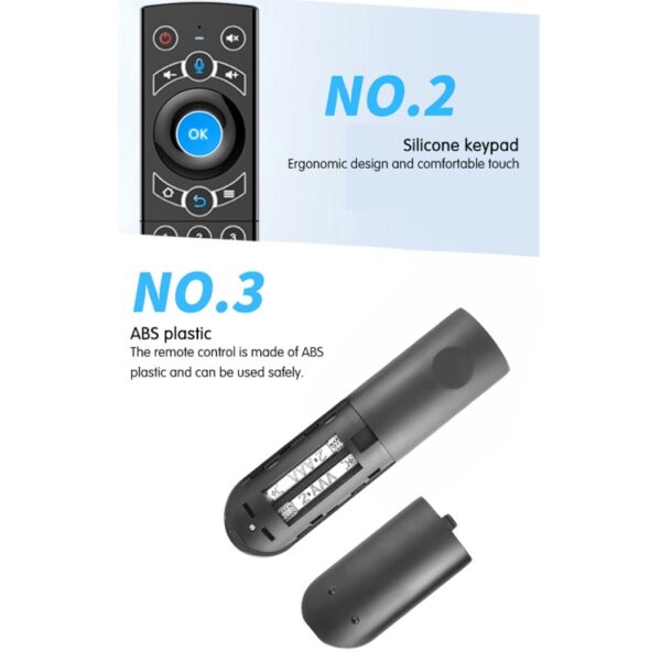 G21 2,4 GHz Fly Air Mouse LED -achtergrondverlichting draadloos toetsenbord afstandsbediening met gyroscoop voor Android TV Box / PC, Ondersteuning Intelligent Voice (Blue) - Afbeelding 5
