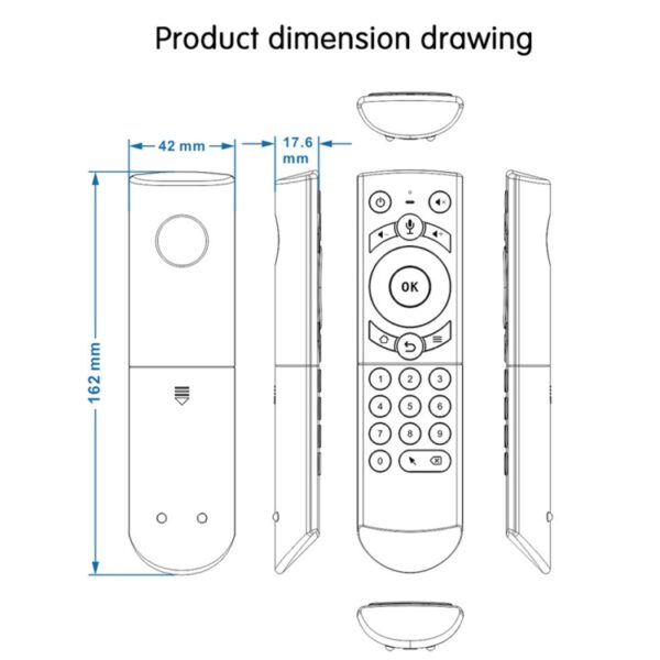 G21 2,4 GHz Fly Air Mouse LED -achtergrondverlichting draadloos toetsenbord afstandsbediening met gyroscoop voor Android TV Box / PC, Ondersteuning Intelligent Voice (Blue) - Afbeelding 8