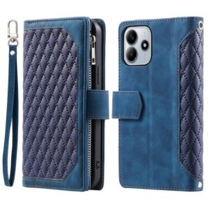Rastertextuur Rits Leren Telefoonhoesje met Lanyard, For Redmi Note 14 4G EU 164.84mm, For Redmi Note 14 Pro 4G, For Xiaomi Redmi Note 14 5G, For Xiaomi Redmi 13 4G