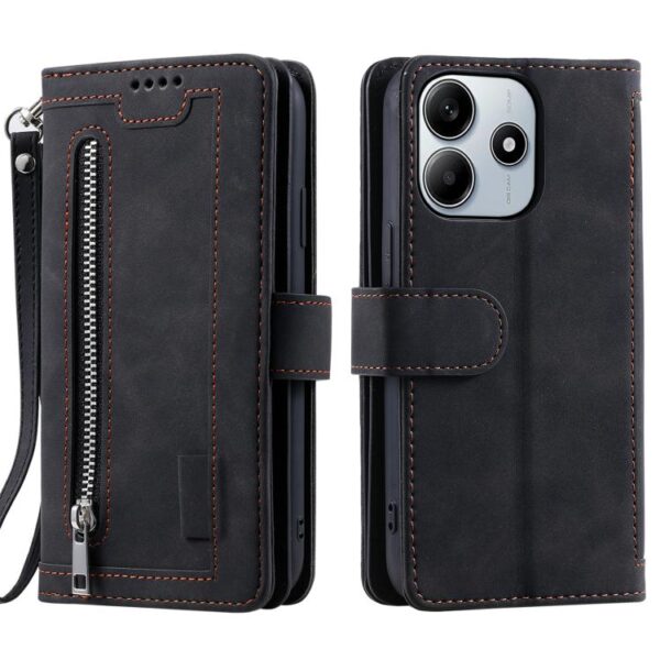 Negen kaarten rits tas leren telefoonhoesje met koord, For Redmi Note 14 4G EU 164.84mm, For Redmi Note 14 Pro 4G, For Xiaomi Redmi Note 14 5G, For Xiaomi Redmi 13 4G
