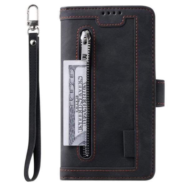 Negen kaarten rits tas leren telefoonhoesje met koord, For Redmi Note 14 4G EU 164.84mm, For Redmi Note 14 Pro 4G, For Xiaomi Redmi Note 14 5G, For Xiaomi Redmi 13 4G - Afbeelding 2