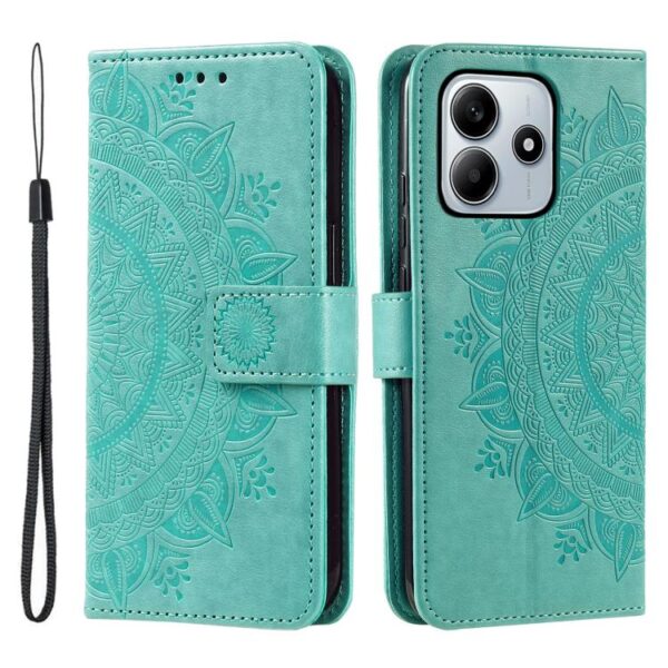 Totembloem lederen telefoonhoes met reliëf en sleutelkoord, For Redmi Note 14 4G EU 164.84mm, For Redmi Note 14 Pro 4G, For Xiaomi Redmi Note 14 5G, For Xiaomi Redmi 13 4G