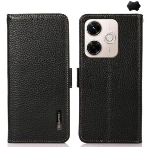 KHAZNEH Side-magnetische Litchi lederen RFID-telefoonhoes, For Redmi 13x, For Redmi Note 14S 4G, For Redmi Turbo 4 Pro, For Redmi Turbo 4 / Poco X7 Pro, For Redmi Note 14 5G, For Redmi Note 14 Pro 5G, For Redmi 14C 4G, For Redmi 13 4G