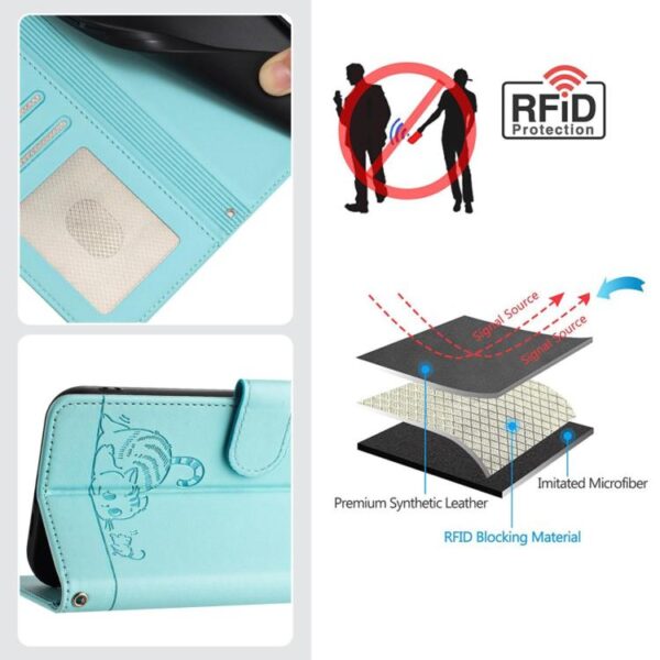 Kat Rat reliëfpatroon RFID leren telefoonhoesje met koord, For Redmi 13x 4G / 13 4G Global, For Redmi A5 4G 171.7mm / Poco C71, For Redmi K80 / K80 Pro, For Redmi Note 14 4G 164.84mm, For Redmi K80 5G / K80 Pro 5G, For Redmi Note 14 5G... - Afbeelding 5