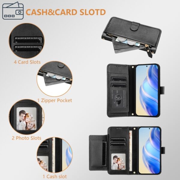 Multi-kaartvakken Rits portemonnee leren telefoonhoesje, For Redmi K50 Ultra, For Redmi K50i / Note 11T Pro+ 5G, For Redmi Note 11 Pro 5G / 4G Global, For Redmi Note 11S 5G, For Redmi 10A / 9C, For Redmi 10 2022 / 2021, For Redmi K40 / K40 Pro... - Afbeelding 5