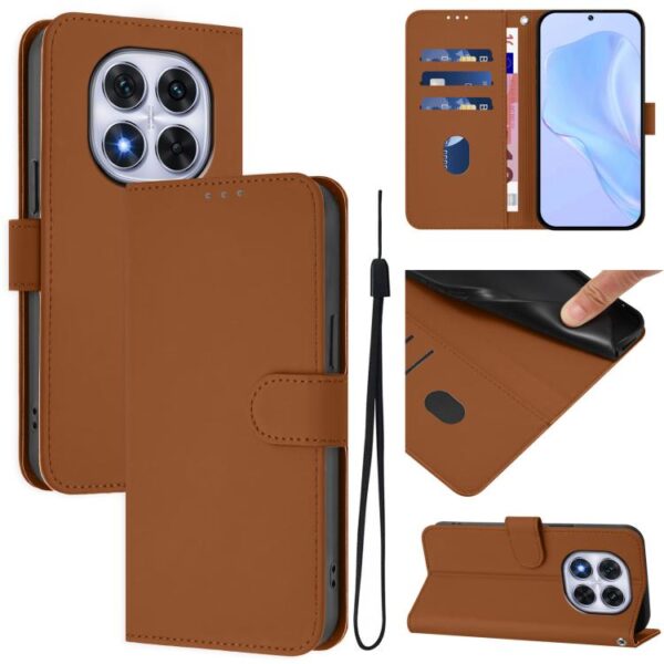 Skin Feel effen leren telefoonhoesje met koord, For Redmi Note 14 Pro 4G, For Redmi Note 14 4G 163.25mm, For Redmi Note 14 5G, For Redmi Note 14 Pro 5G / 14 Pro+ 5G, For Redmi 14C 4G