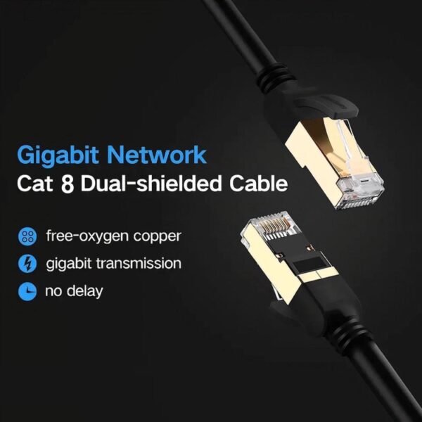 Gigabit-netwerk Cat 8 dubbel afgeschermde kabel, 1m, 2m, 3m, 5m, 8m, 10m, 15m, 20m, 30m - Afbeelding 5
