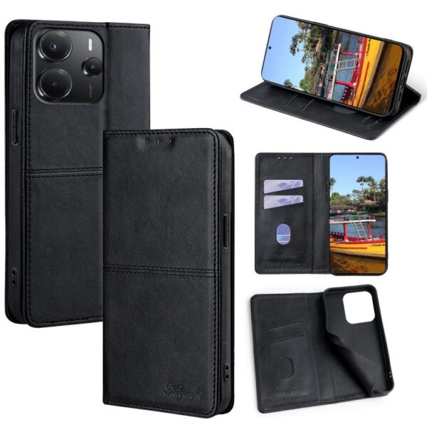 Magnetische leren telefoonhoes met koeientextuur, For Redmi Note 14 4G 164.84mm, For Redmi 13 4G