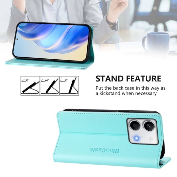 RC01 Dubbelgevouwen magnetische zuig RFID leren telefoonhoesje, For Redmi Note 13 5G Global, For Redmi Note 13 Pro+ 5G Global, For Redmi K60 Ultra / Xiaomi 13T / 13T Pro, For Redmi 12 5G / 4G Global / Note 12R... - Afbeelding 4