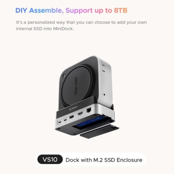 ORICO VS10 Mini Dock Desktop Expansion Multi-function Holder for Mac Mini 2024, without Memory, without Memory - Afbeelding 3
