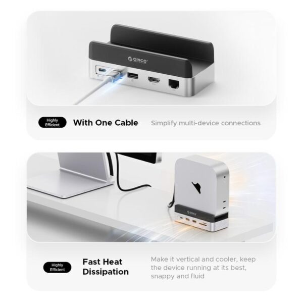 ORICO VS10 Mini Dock Desktop Expansion Multi-function Holder for Mac Mini 2024, without Memory, without Memory - Afbeelding 7