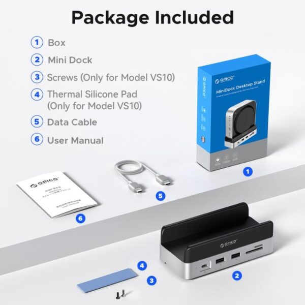 ORICO VS10 Mini Dock Desktop Expansion Multi-function Holder for Mac Mini 2024, without Memory, without Memory - Afbeelding 10