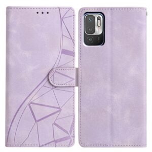 Triangles Embossed Leather Phone Case, For Redmi Note 10 5G