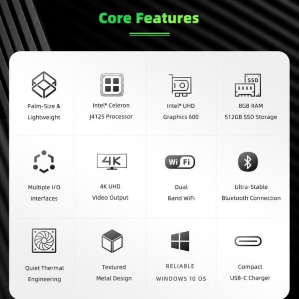 GMK NucBox Windows 10 Systeem Mini PC, Intel Celeron J4125 Quad Core 64bit 14nm 2GHz-2.7GHz, Ondersteuning WiFi & Bluetooth & RJ45,, 8GB+128GB,EU Plug, 8GB+256GB,EU Plug, 8GB+512GB,EU Plug - Afbeelding 19