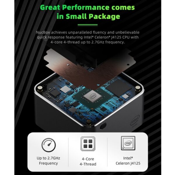 GMK NucBox Windows 10 Systeem Mini PC, Intel Celeron J4125 Quad Core 64bit 14nm 2GHz-2.7GHz, Ondersteuning WiFi & Bluetooth & RJ45,, 8GB+128GB,EU Plug, 8GB+256GB,EU Plug, 8GB+512GB,EU Plug - Afbeelding 20
