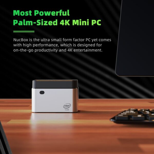 GMK NucBox Windows 10 Systeem Mini PC, Intel Celeron J4125 Quad Core 64bit 14nm 2GHz-2.7GHz, Ondersteuning WiFi & Bluetooth & RJ45,, 8GB+128GB,EU Plug, 8GB+256GB,EU Plug, 8GB+512GB,EU Plug - Afbeelding 3