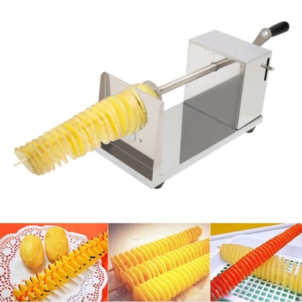 Roestvrijstalen Handmatige Spiraal Tornado Toren Hand Schudden Aardappel Roterende Chips Twister Slicer Cutter